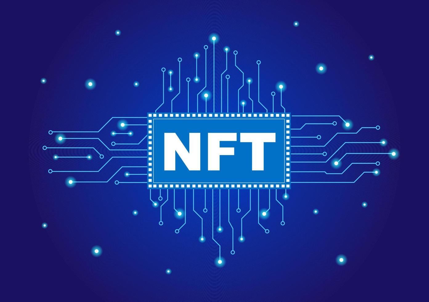 nft nicht fungible Token-Krypto-Kunst der Umwandlung in ein digitales Netzwerk mit Coin-Servern für Banner oder Poster in flacher Hintergrundillustration vektor