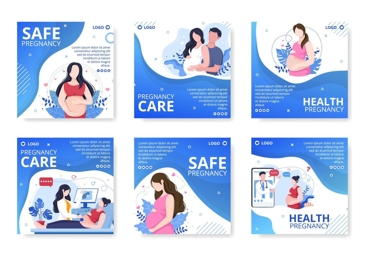gravid mamma och moderskapsförsäkring post hälsovård mall platt illustration redigerbar av kvadratisk bakgrund för sociala medier eller gratulationskort vektor