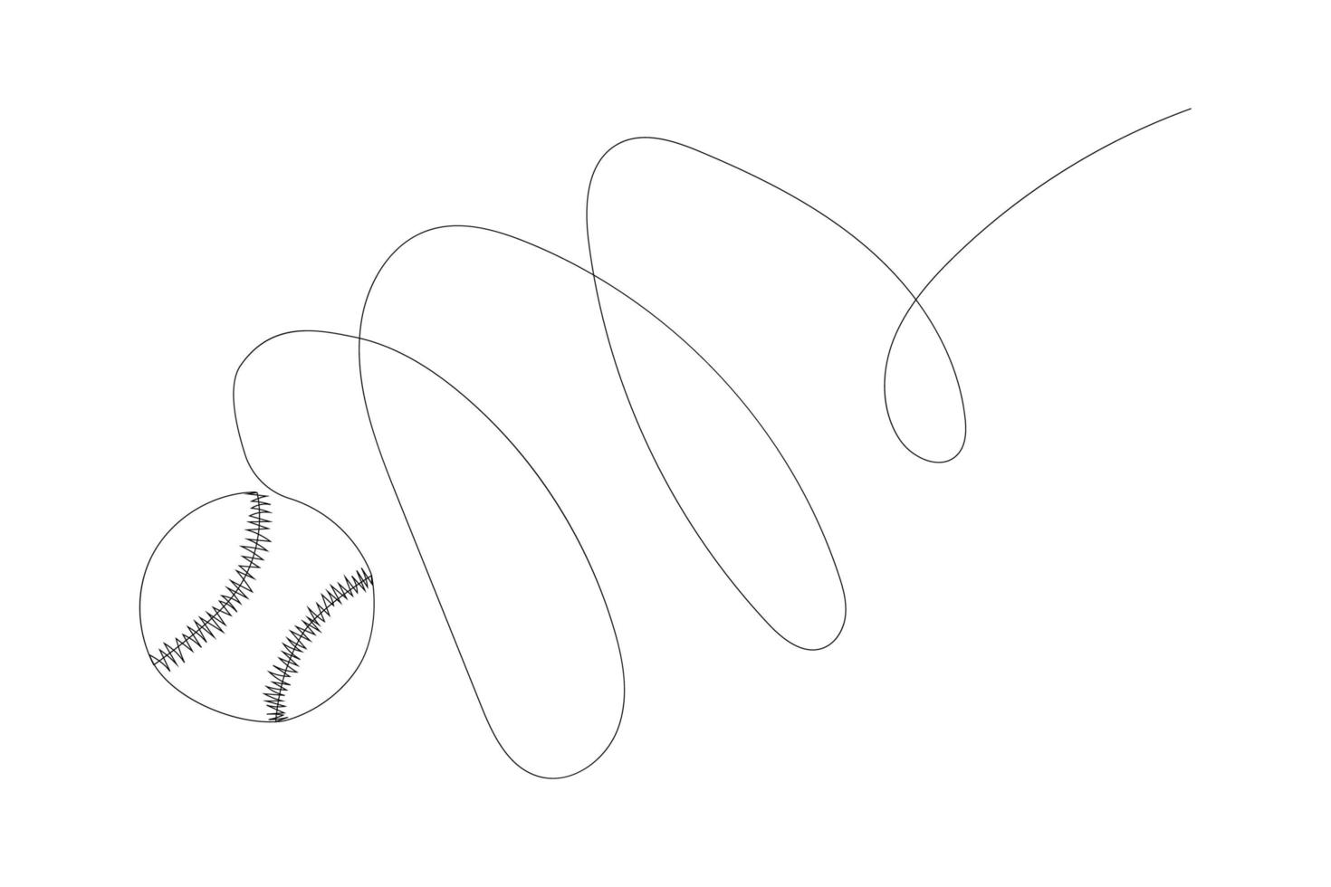 einzelne durchgehende Strichzeichnung Leder-Baseball-Ball-Symbol-Logo. Dekoration für Poster, Patches, Drucke für Kleidung, Embleme. eine linie zeichnen vektorillustration. vektor