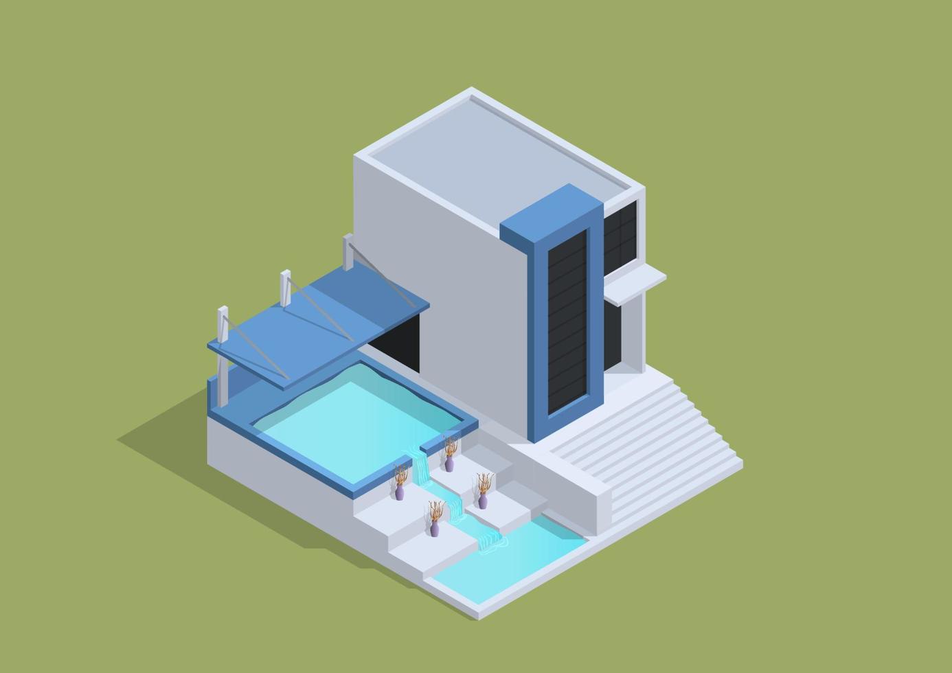 isometrisches modernes und minimalistisches haus vektor