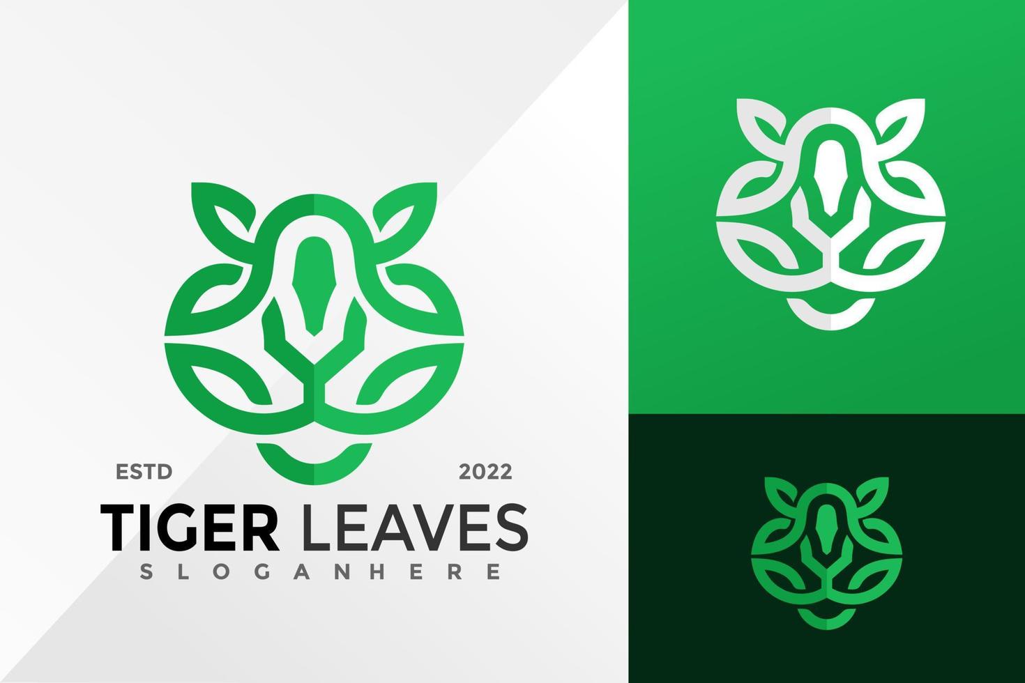tiger leaf linjär logotyp design vektor illustration mall