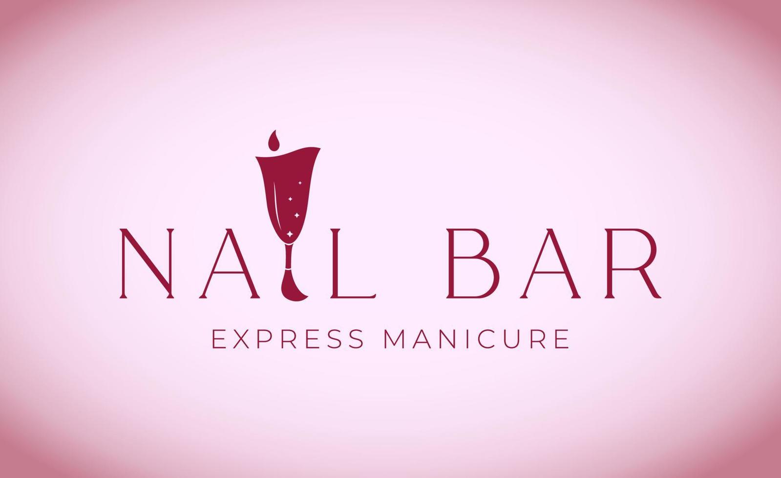 mall för visitkort med logotyp spik bar express manikyr. abstrakt vinglas som nailpolis. logotyp för salong, butik vektor