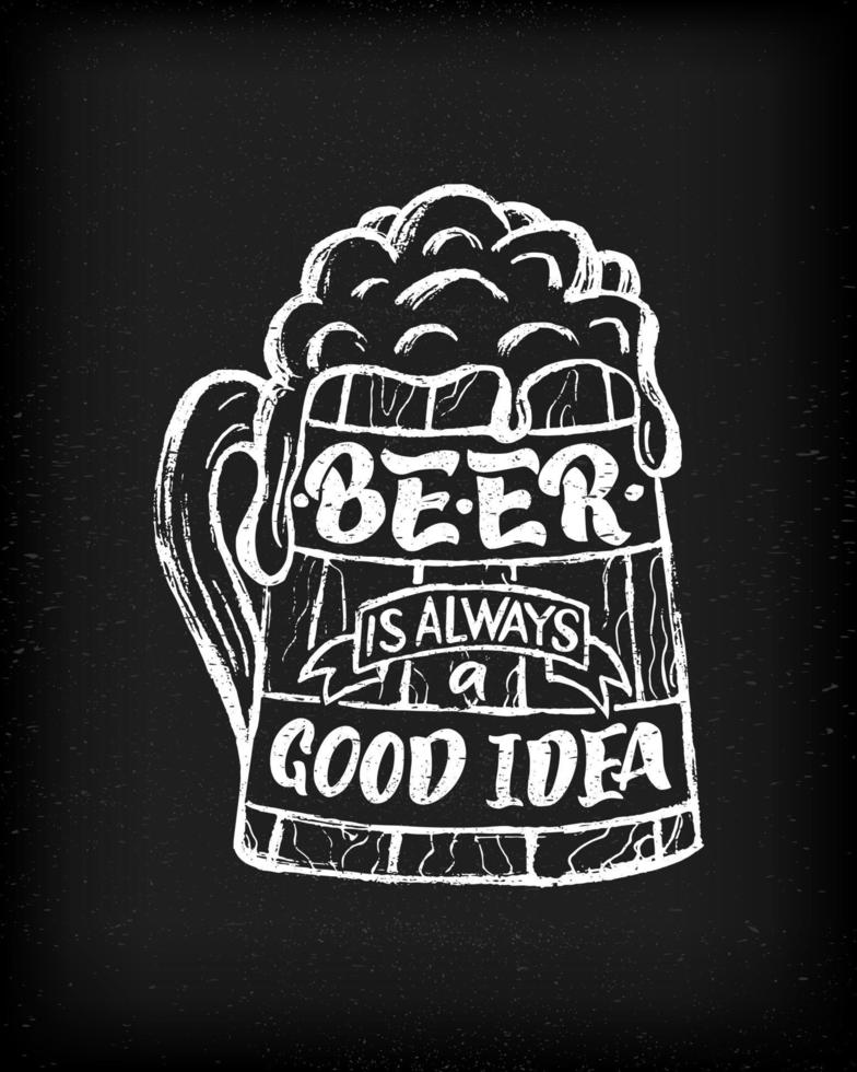 roliga citat öl är alltid en bra idé. skiss stil. vektor