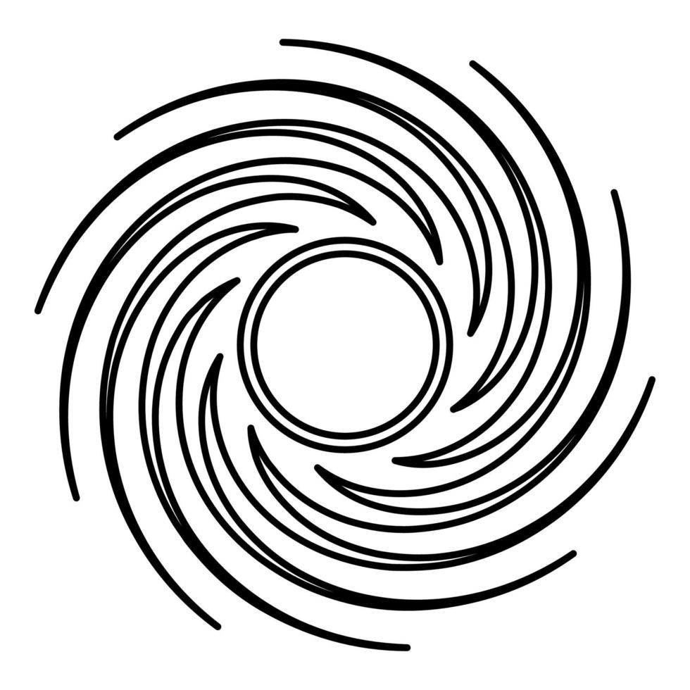 svart hål spiral form vortex portal kontur kontur ikon svart färg vektor illustration platt stil bild