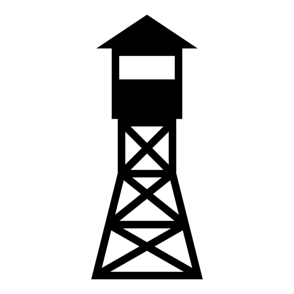 Watching Tower Übersicht Forest Ranger Fire Site Symbol Farbe schwarz Vector Illustration Flat Style Image