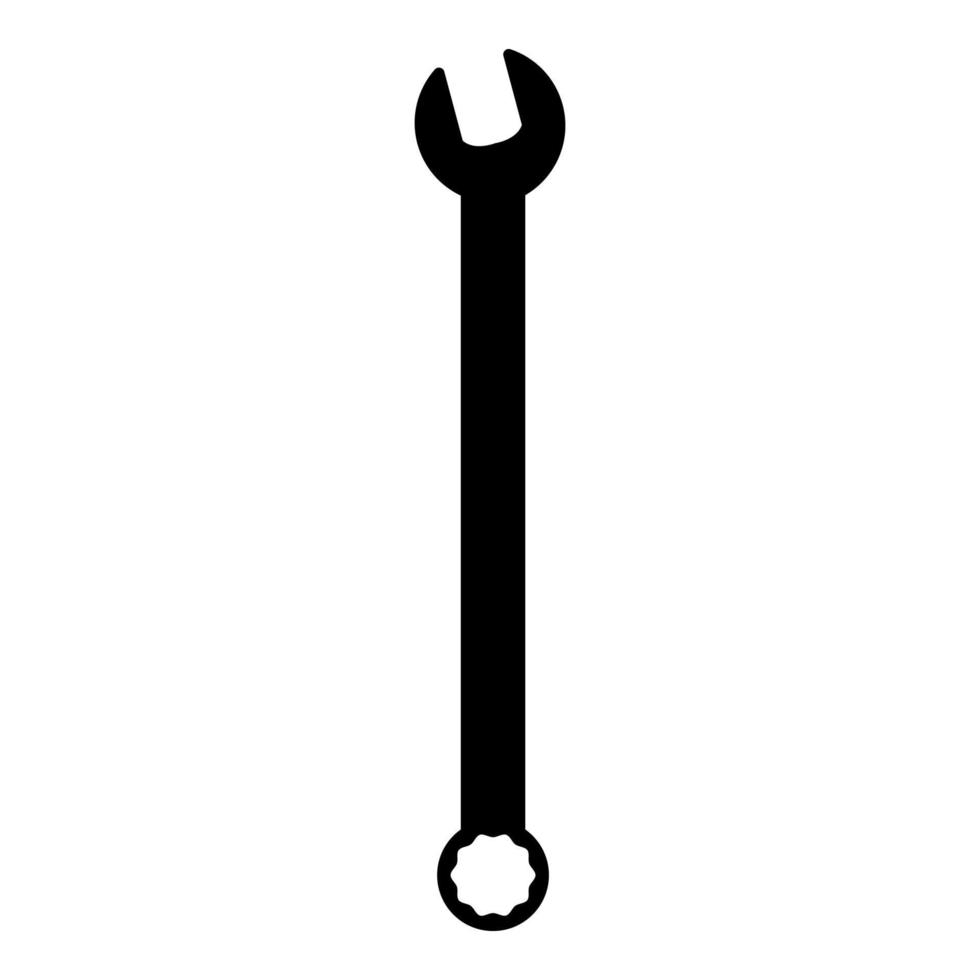 Schraubenschlüssel, Sechskantschlüssel, Handwerkzeug, Mechaniker, Ingenieur, Instrumentensymbol, schwarze Farbvektorillustration, flaches Stilbild vektor