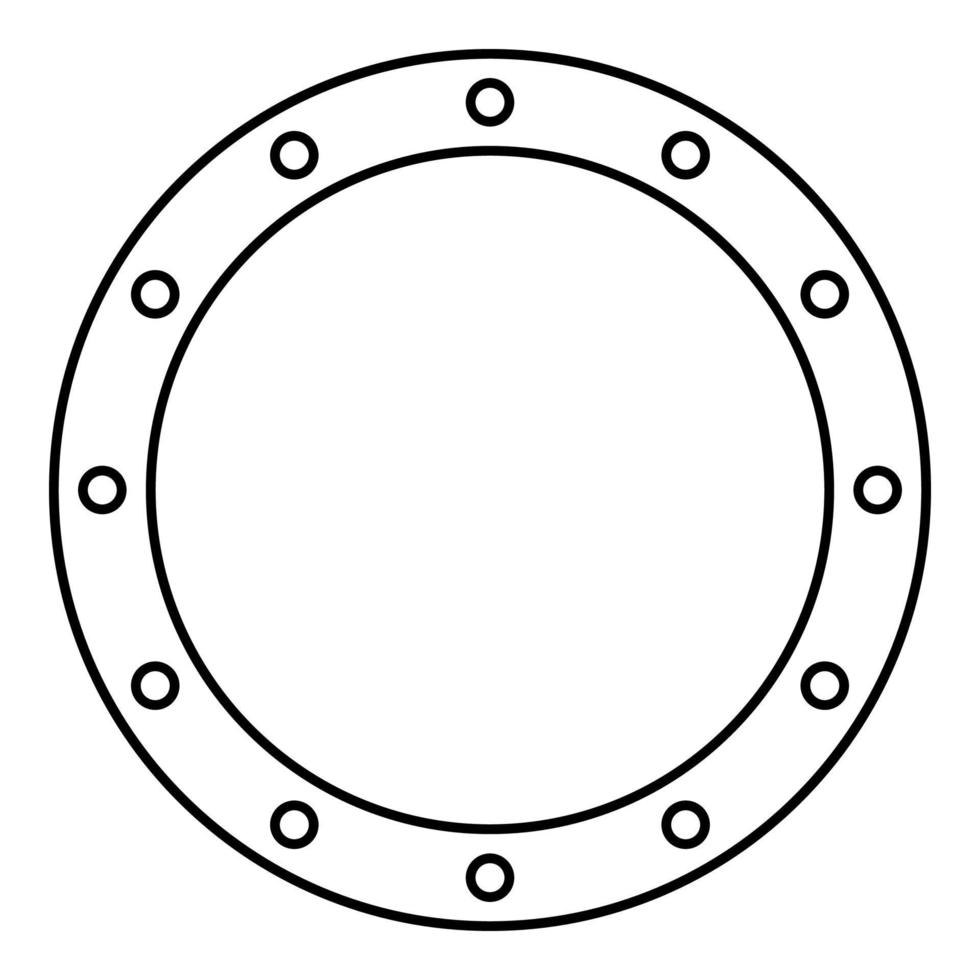 gummipackning med hål genomföring tätning läckage o-ring fasthåll kontur konturikon svart färg vektorillustration platt stilbild vektor