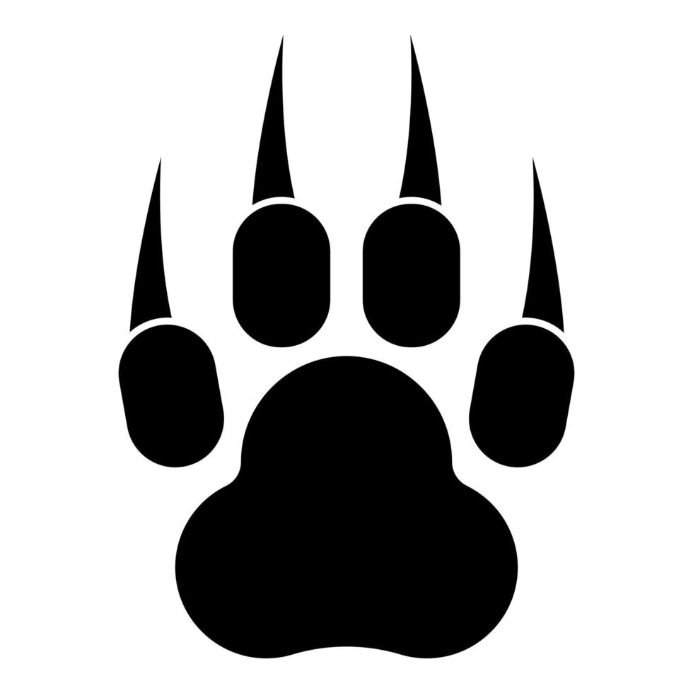 Tierpfote mit Krallen Fuß Symbol schwarz Farbe Vektor Illustration flachen Stil Bild drucken