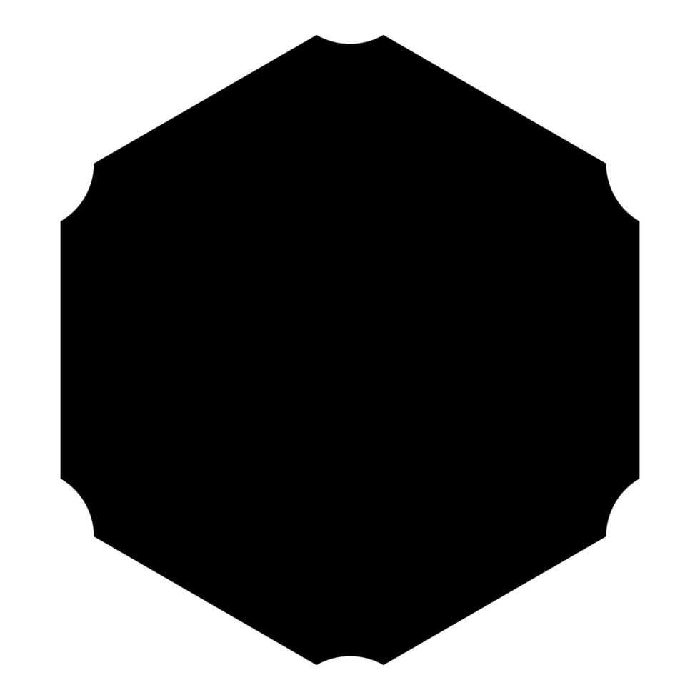 hexagon med rundade hörn ikonen svart färg vektor illustration platt stil bild