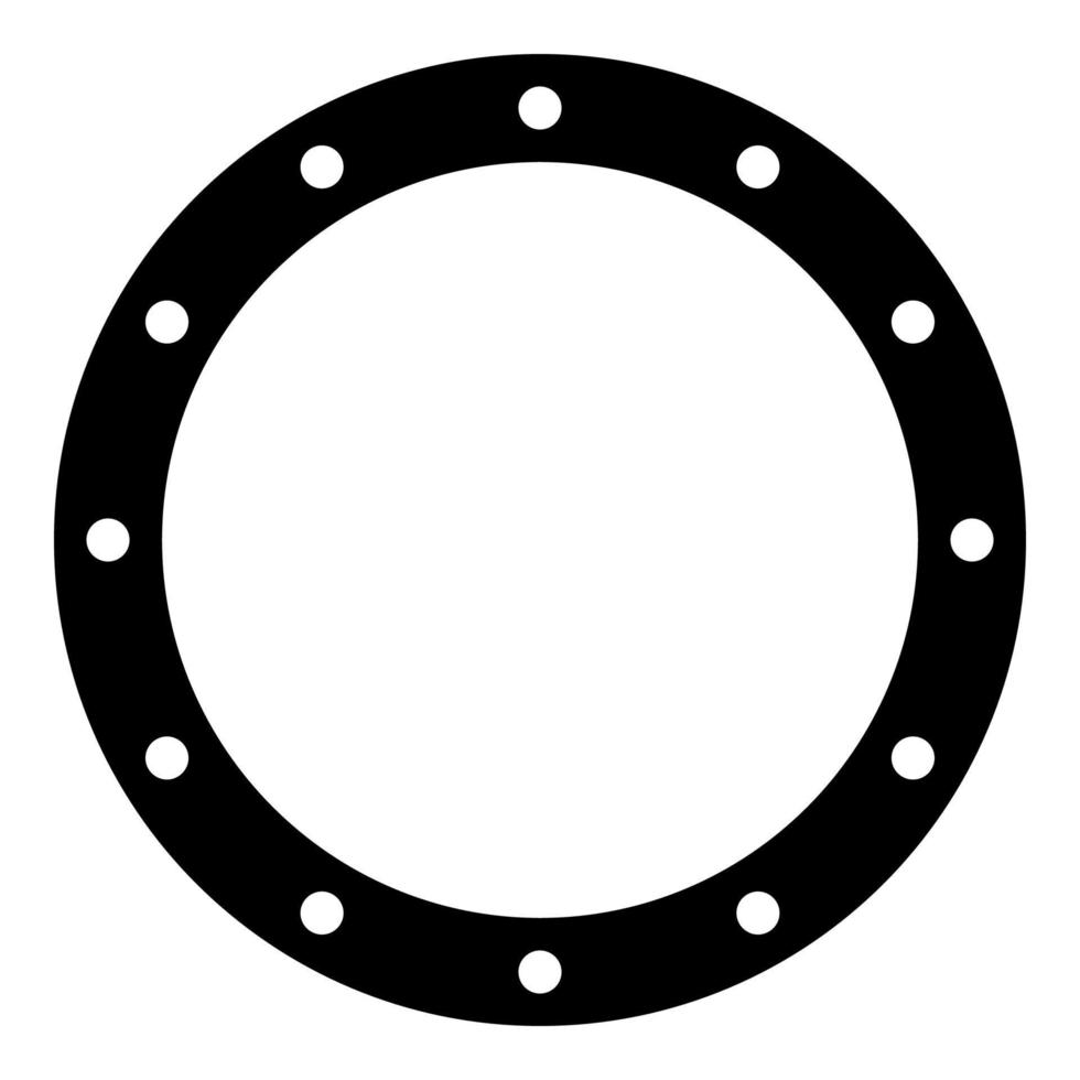gummipackning med hål genomföring tätning läckage o-ring reten ikon svart färg vektor illustration platt stil bild