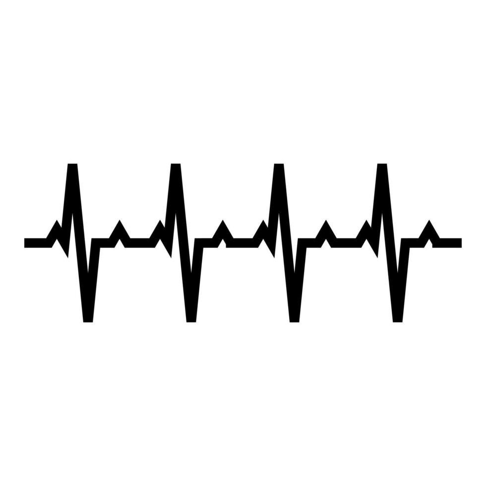 Pulsdiagramm Herzschlag Kardiogramm Rhythmus Grafik EKG Echokardiogramm Symbol schwarze Farbe Vektor Illustration Flat Style Image