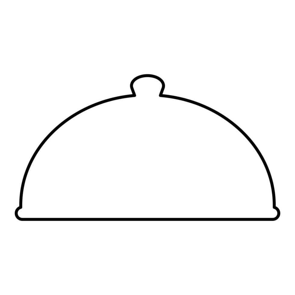 cloche serveringsfat restaurang täcker kupol tallrik täcker för att hålla mat varm konvex lock utsökt presentation gourmet måltid catering koncept kontur kontur ikon svart färg vektor illustration platt