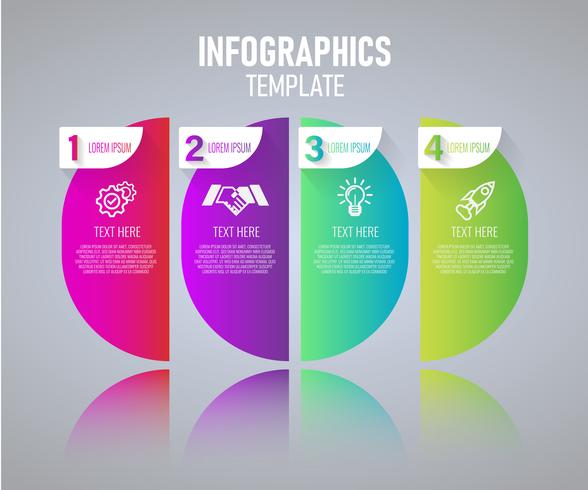 Buntes Infographics-Schablonendesign, abstrakte Elemente von Grah mit Schritten. vektor