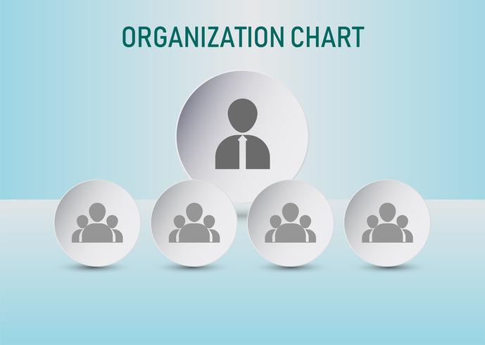 Organisationsschema med företagsfolkikoner. Business Infographic Chart med 4 alternativ. Vektor illustration.