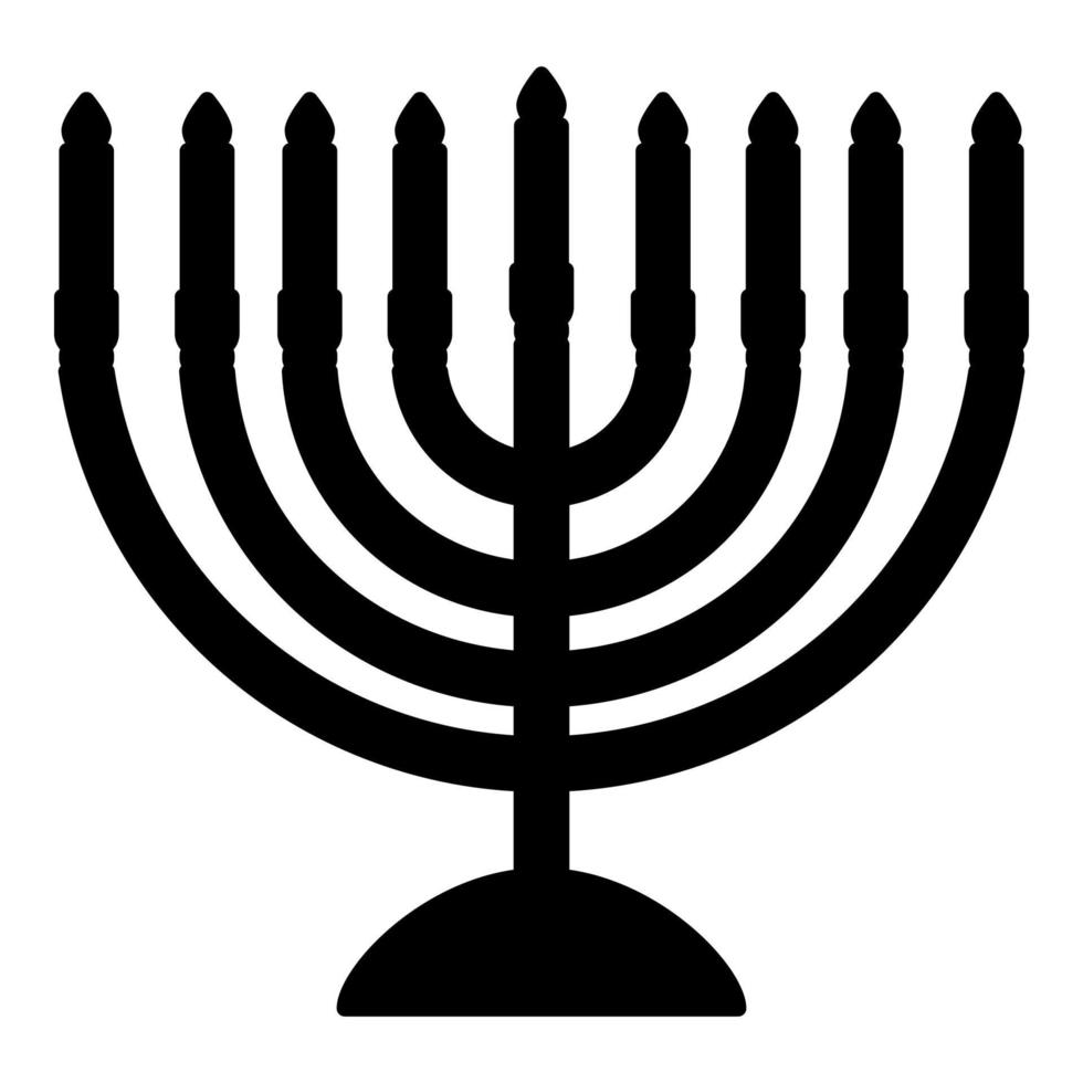 Chanukka Menorah jüdischer Feiertag Kandelaber mit Kerzen Israel Kerzenhalter Symbol Farbe schwarz Vektor Illustration Flat Style Image