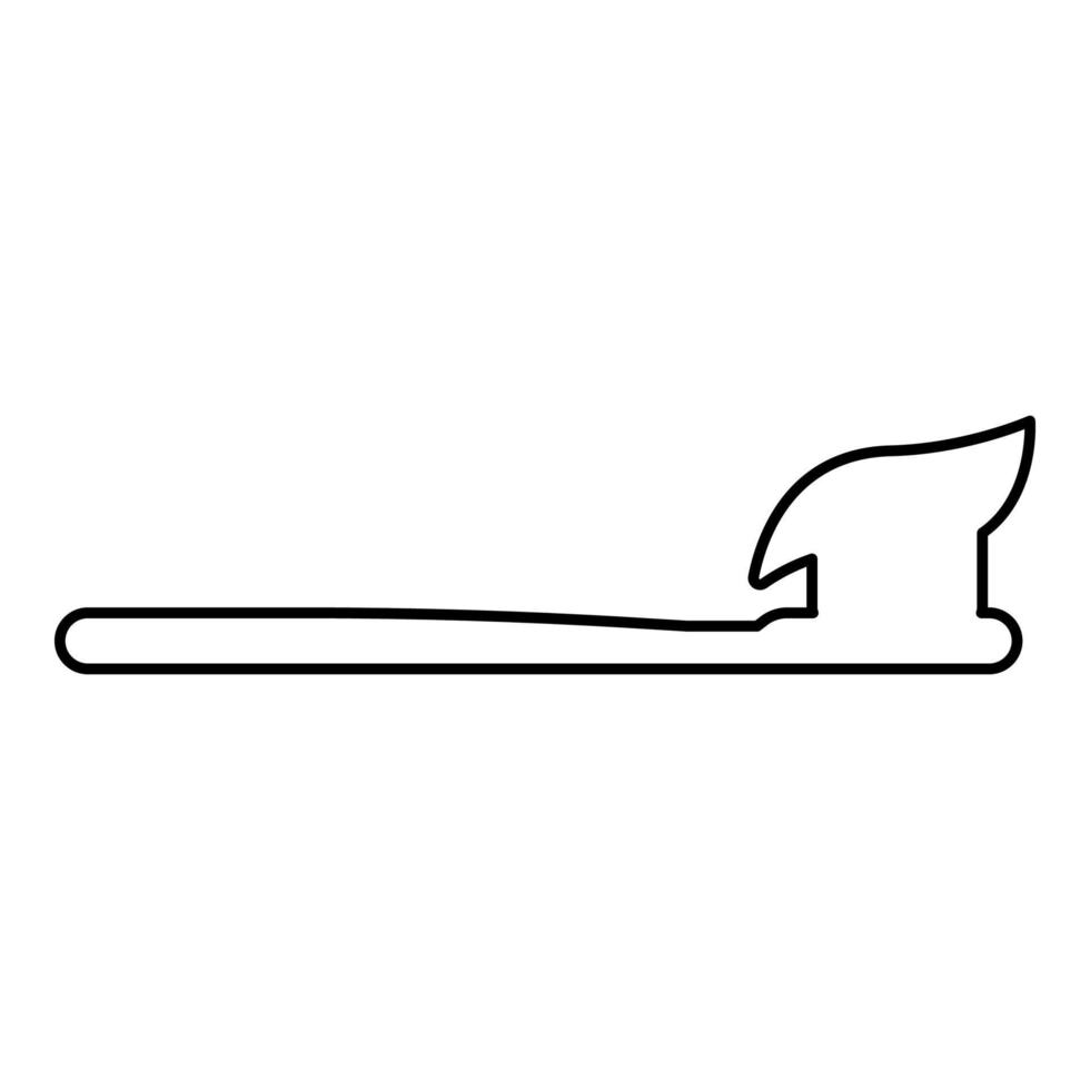 Zahnbürste mit Pasta Zahnpasta Konzept der Zahnmedizin Kontur Umriss Symbol Farbe schwarz Vektor Illustration Flat Style Image