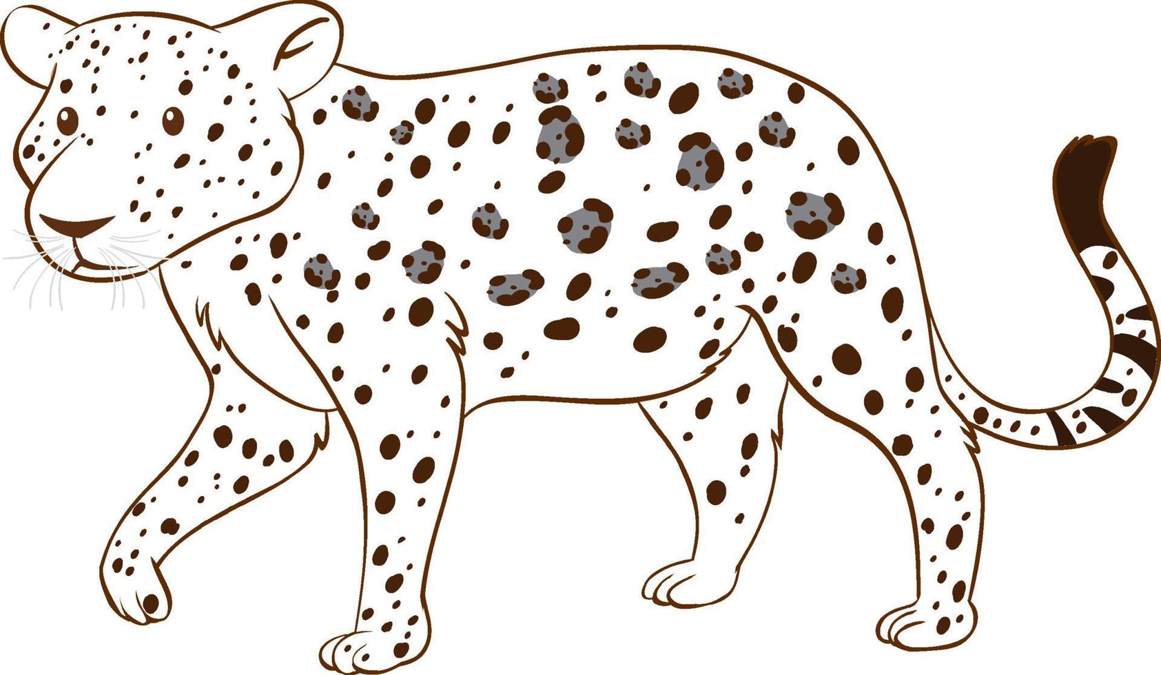 leopard i doodle enkel stil på vit bakgrund vektor