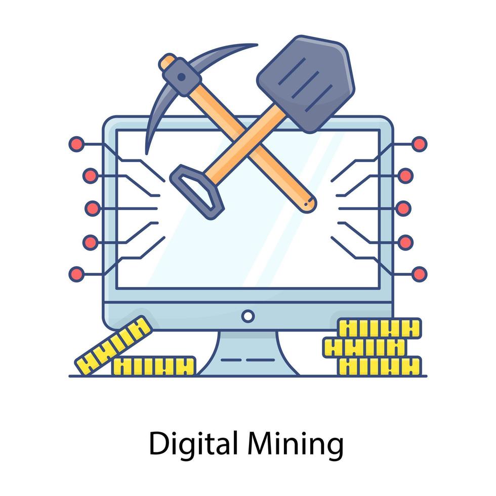 verktyg på bildskärm, disposition vektor för digital gruvdrift