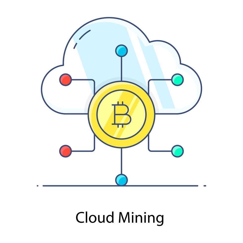 Konzeptsymbol des Cloud-Mining in gefülltem Umrissdesign vektor