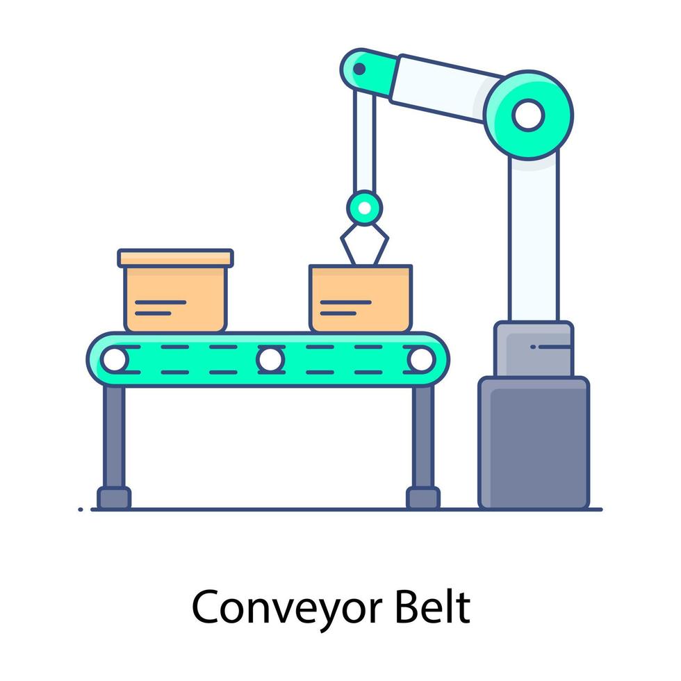 transportband, platt kontur ikon av produktionsanläggning vektor