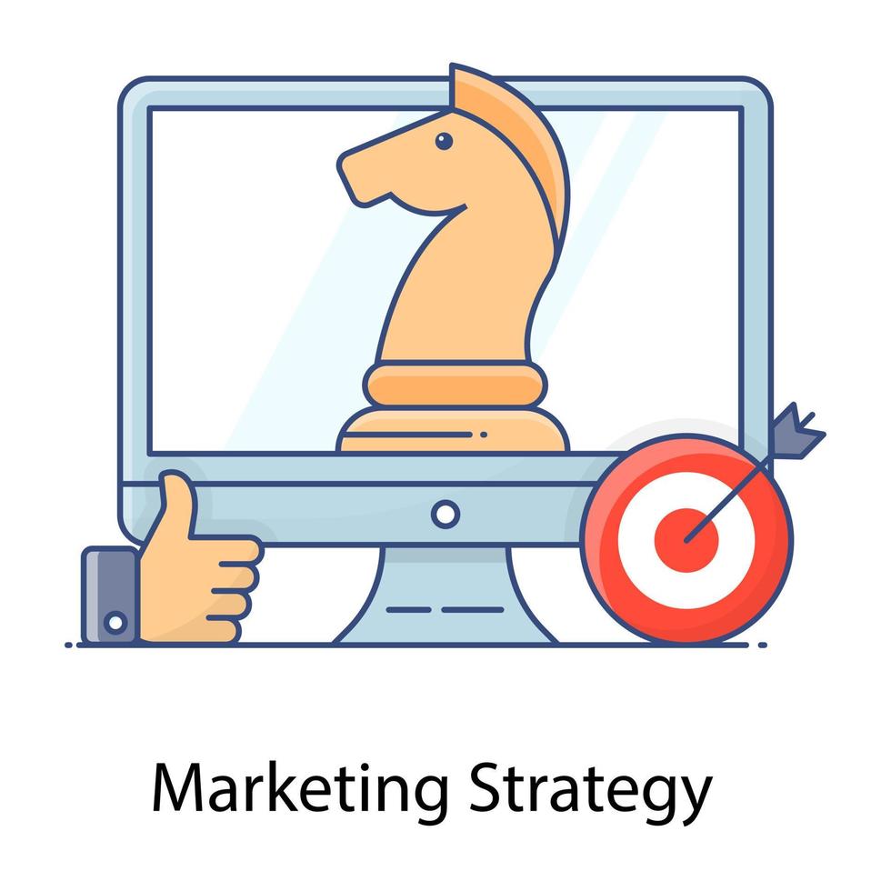 konzeptionelle Ikone der Marketingstrategie im bearbeitbaren Stil vektor