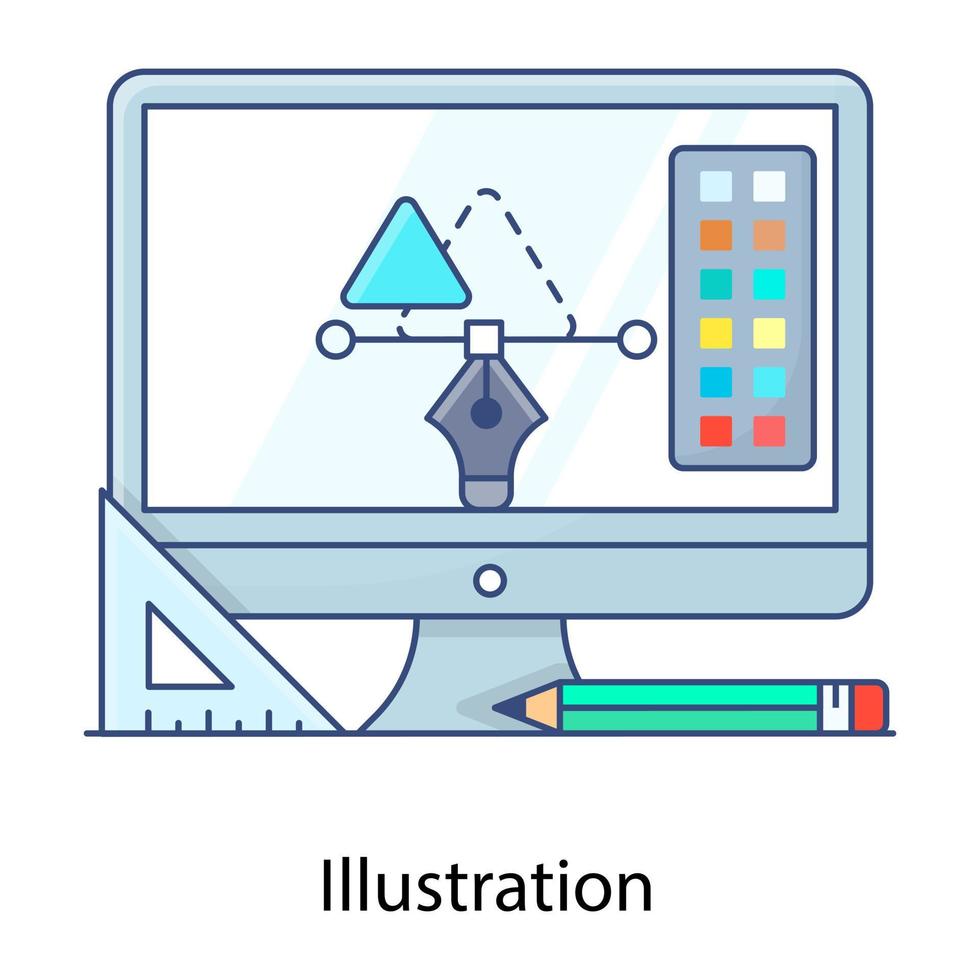 illustration platt kontur ikon, representation vektor