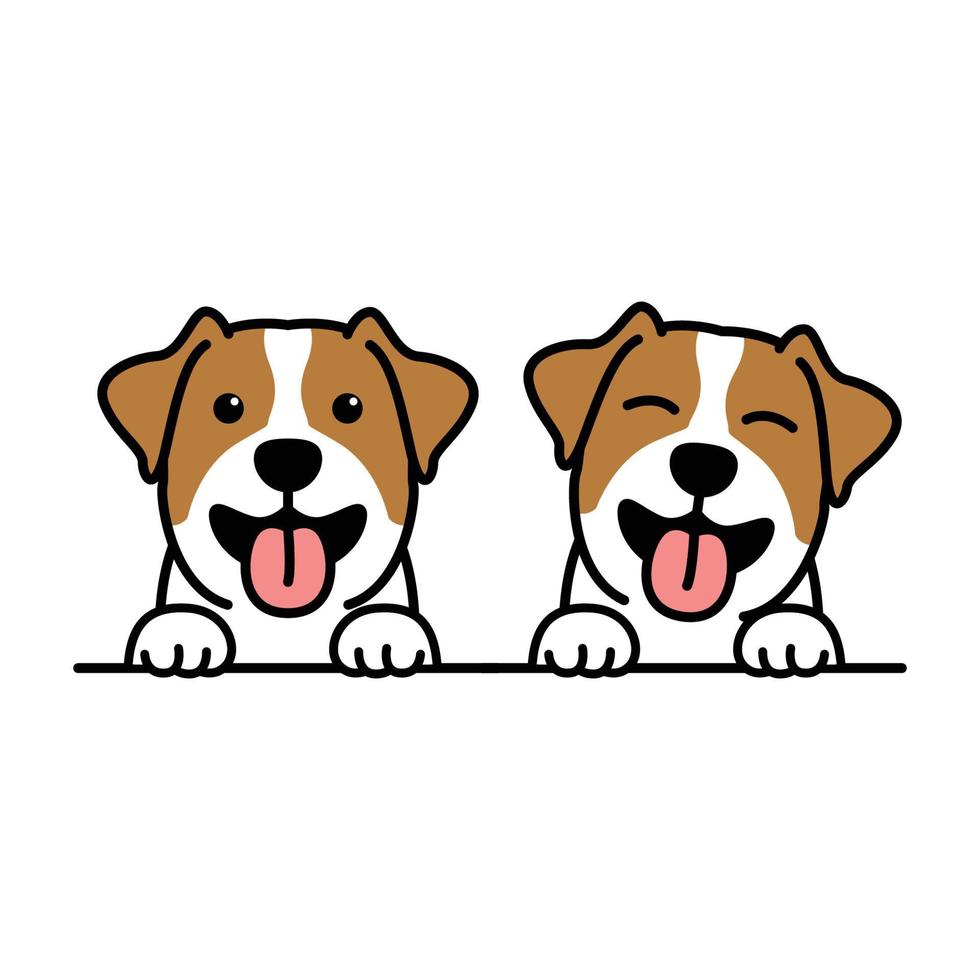 niedlicher jack russell terrier welpen-cartoon, vektorillustration vektor