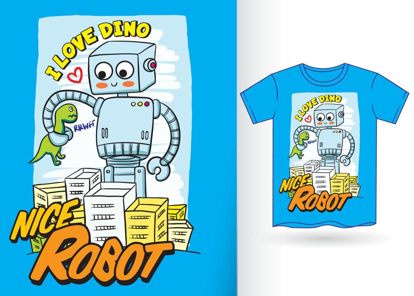 Roboterillustration für T-Shirt vektor