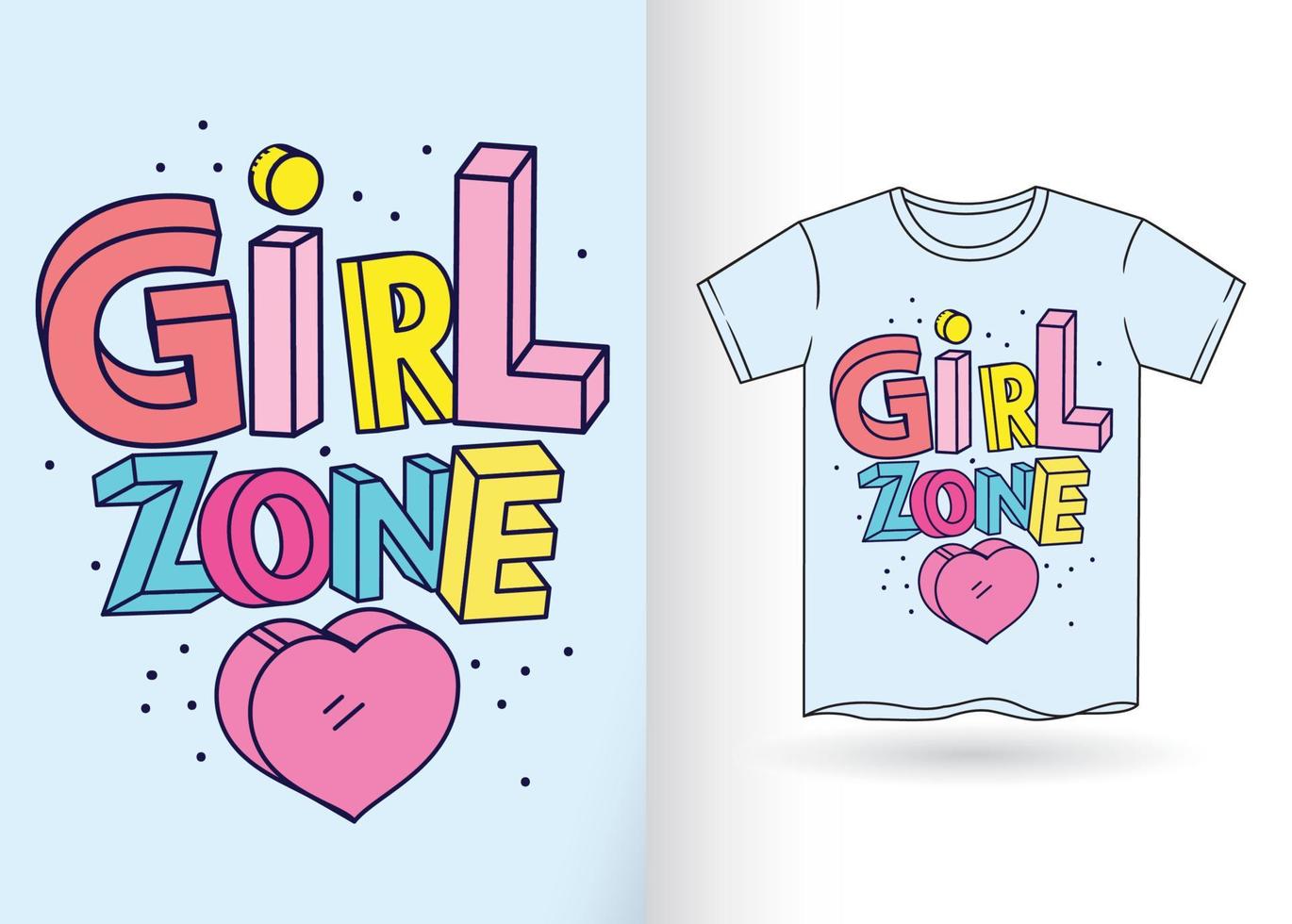 girl zone cartoon style typografie für t-shirt.eps vektor