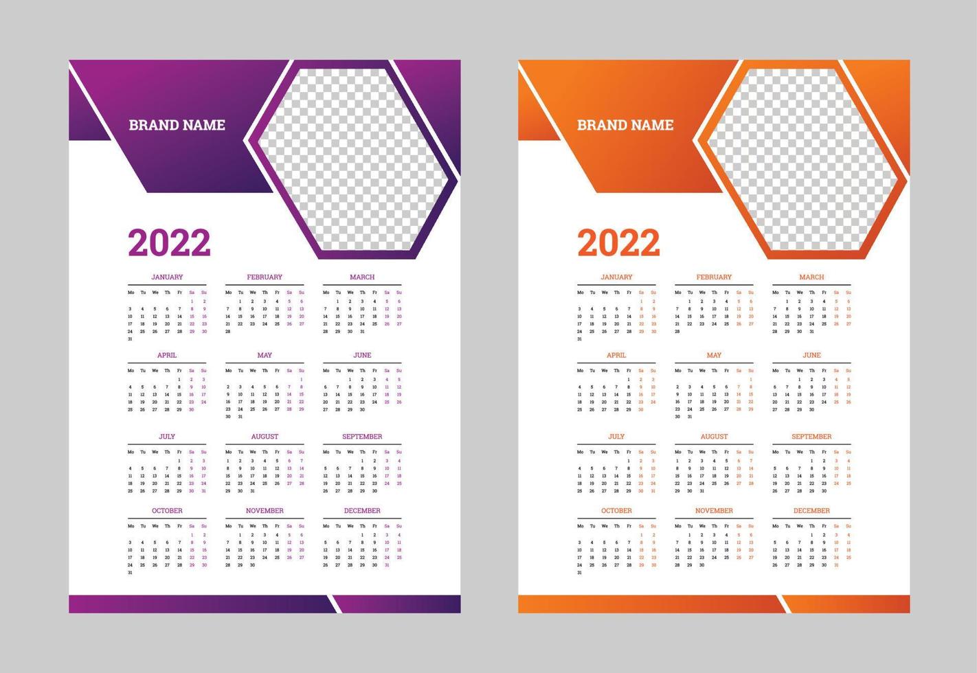 Kalender 2022 Corporate Design. Neujahr 2022 Kalenderdesign vektor
