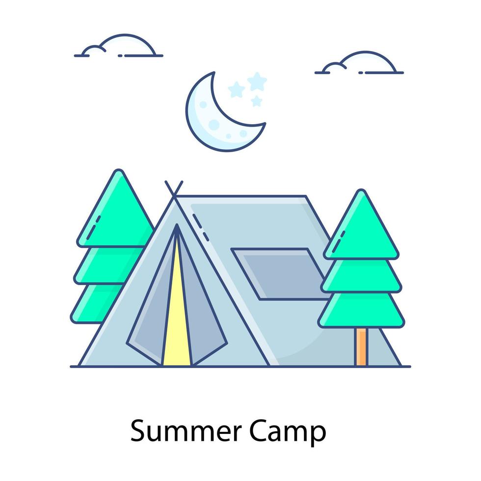 eine vorübergehende Unterkunft, konzeptioneller Vektor des Sommercamps