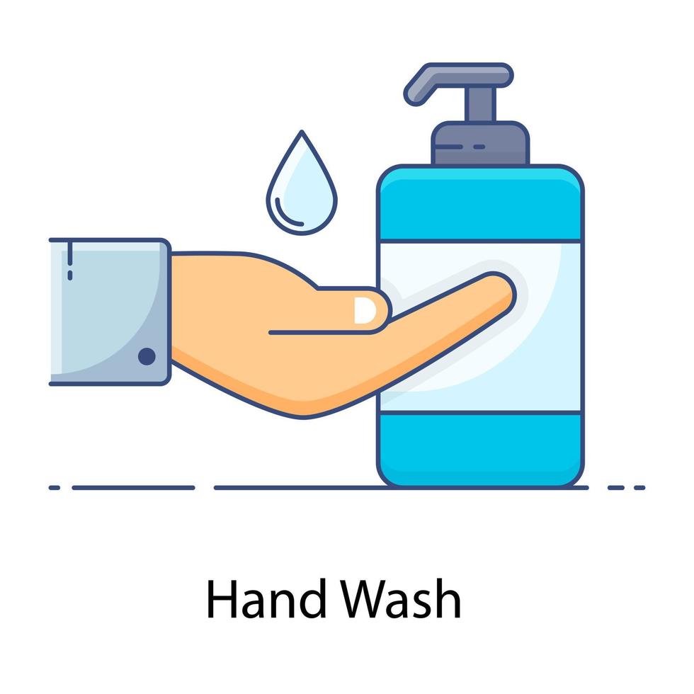 Handwäsche, flaches Umrisssymbol für Hygiene vektor