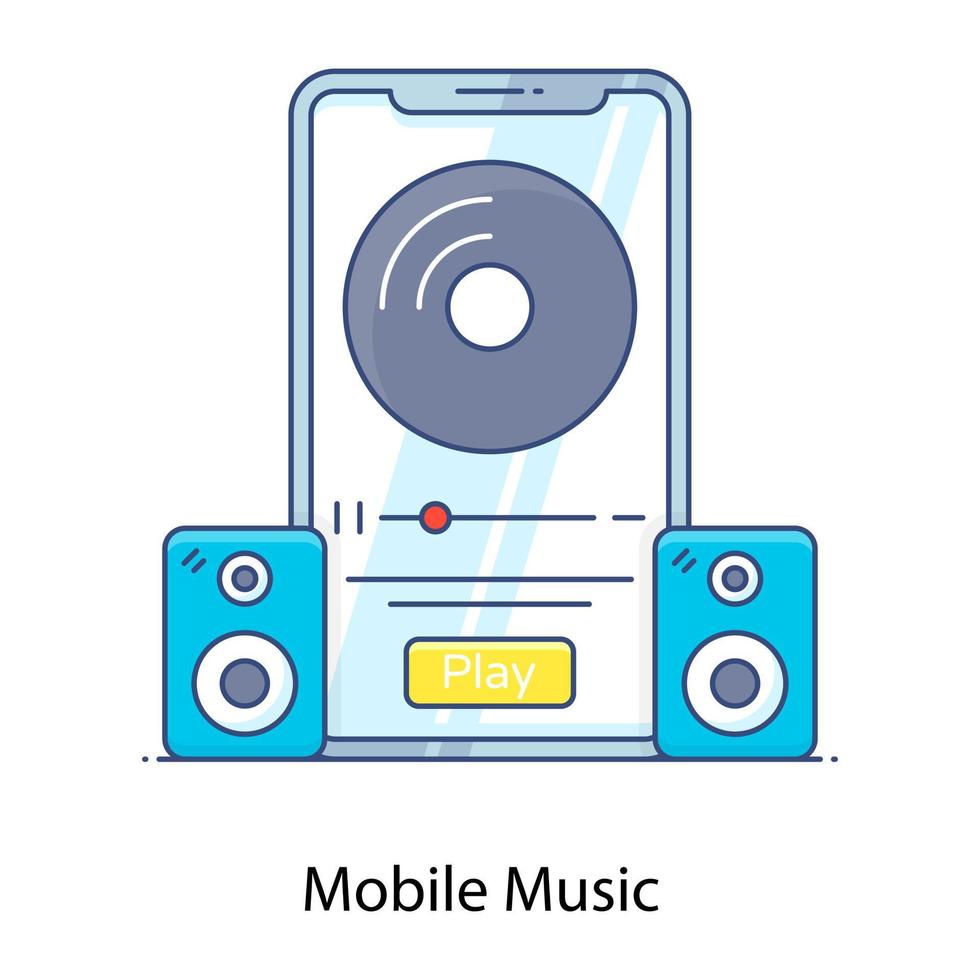 ljudapplikation, platt konturikon för mobil musik vektor