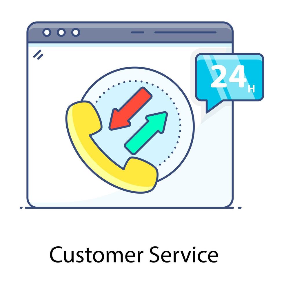 klientvårdstjänst platt konturikon, kundtjänst vektor