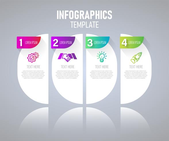 Infografiken Elemente mit 4 Schritten für Präsentationskonzept vektor