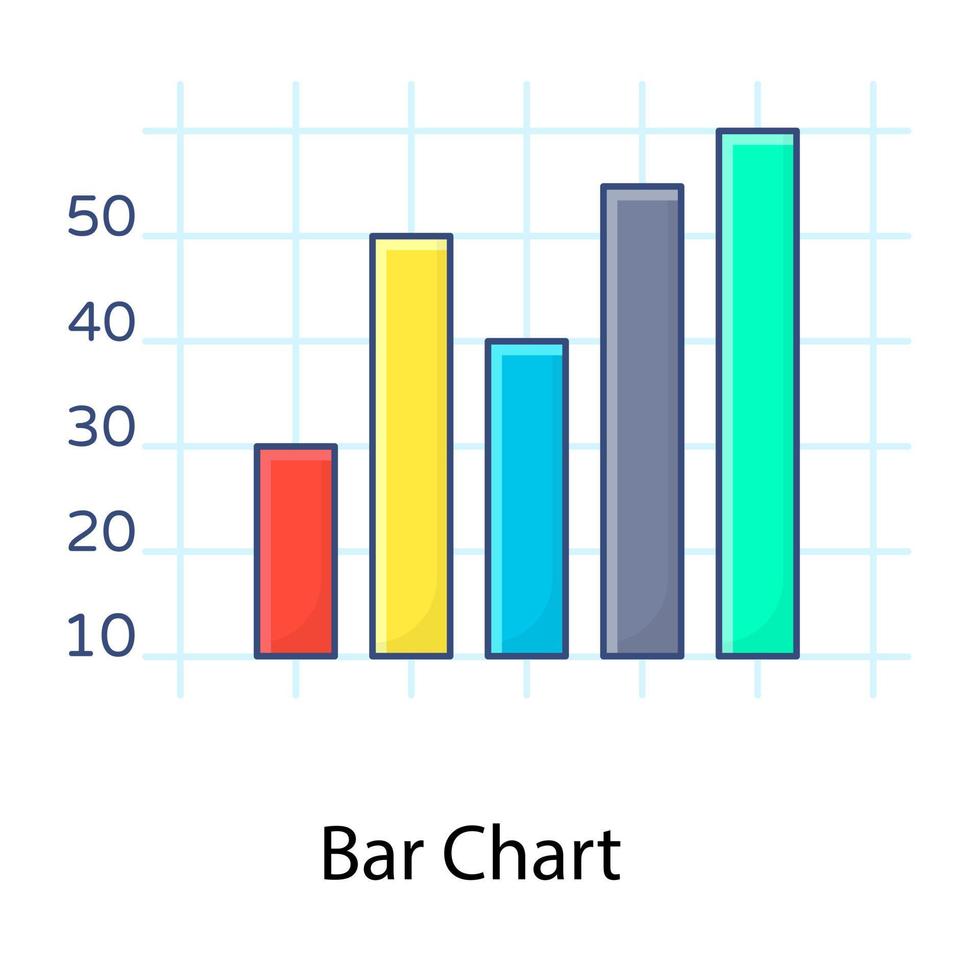 grafische darstellung von informationen, flaches umrisskonzept symbolbalkendiagramm vektor