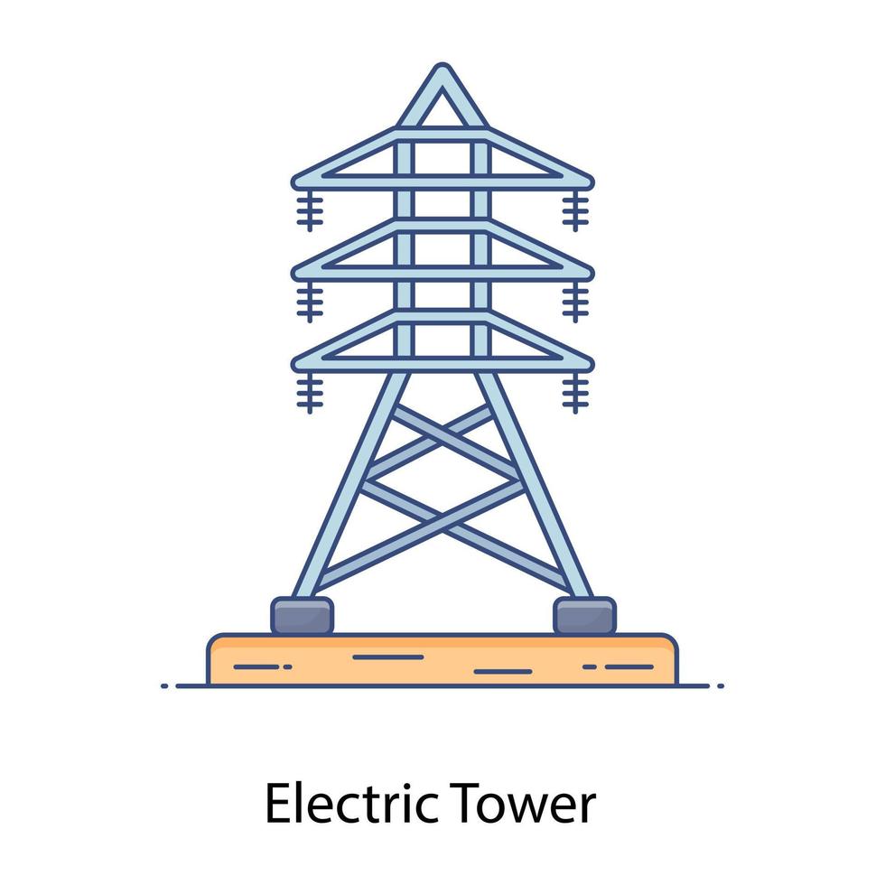 elektrische Turm flache Umrisssymbol, Sendeturm vektor