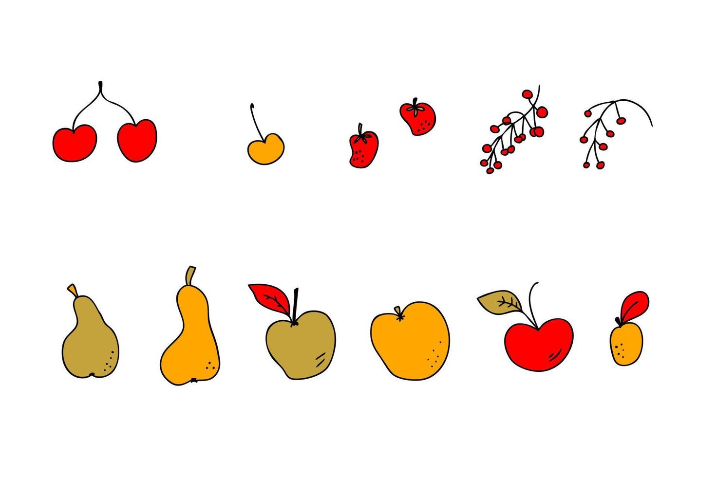 hand gezeichnete erntefrüchte-ikonensammlung. vektor