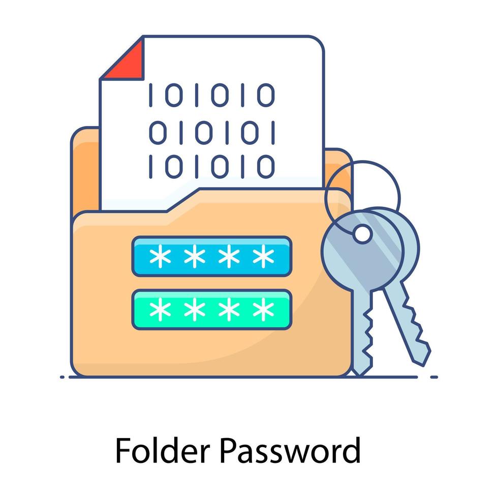 Bearbeitbares flaches Umrissdesign des Ordnerkennwortsymbols vektor