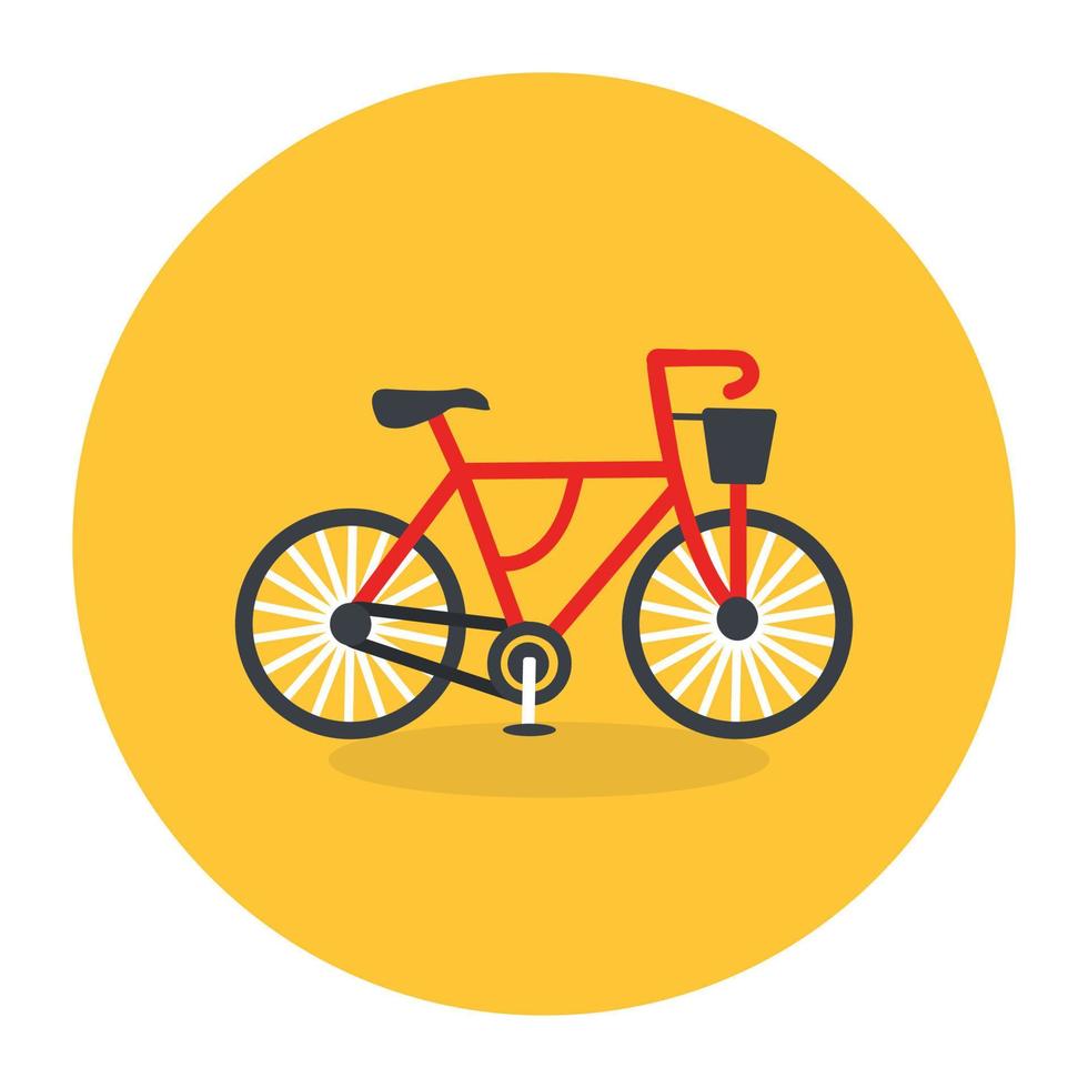 platt cykel ikon design, trampcykel på en gul bakgrund vektor