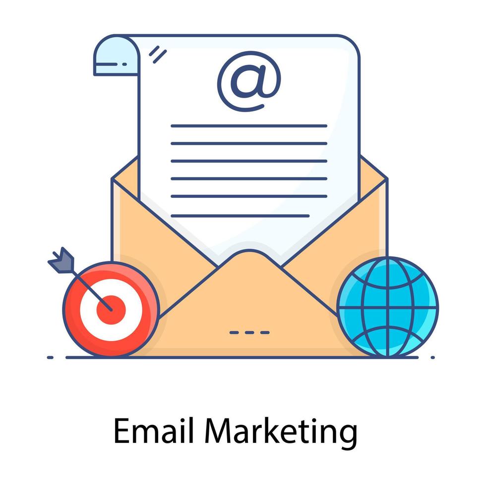 E-Mail-Marketing-Vektor, E-Mail mit Dartscheibe vektor