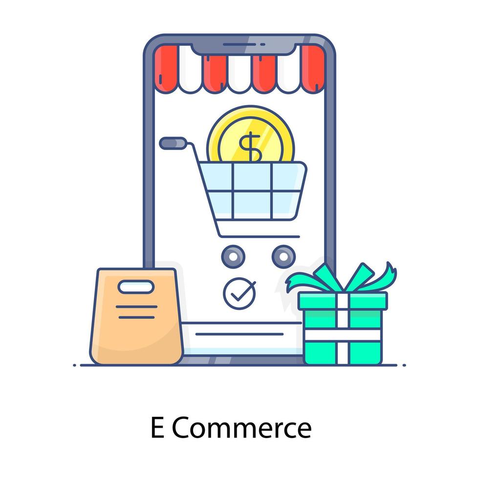 online shopping, e-handelsikon i redigerbar konceptuell design vektor