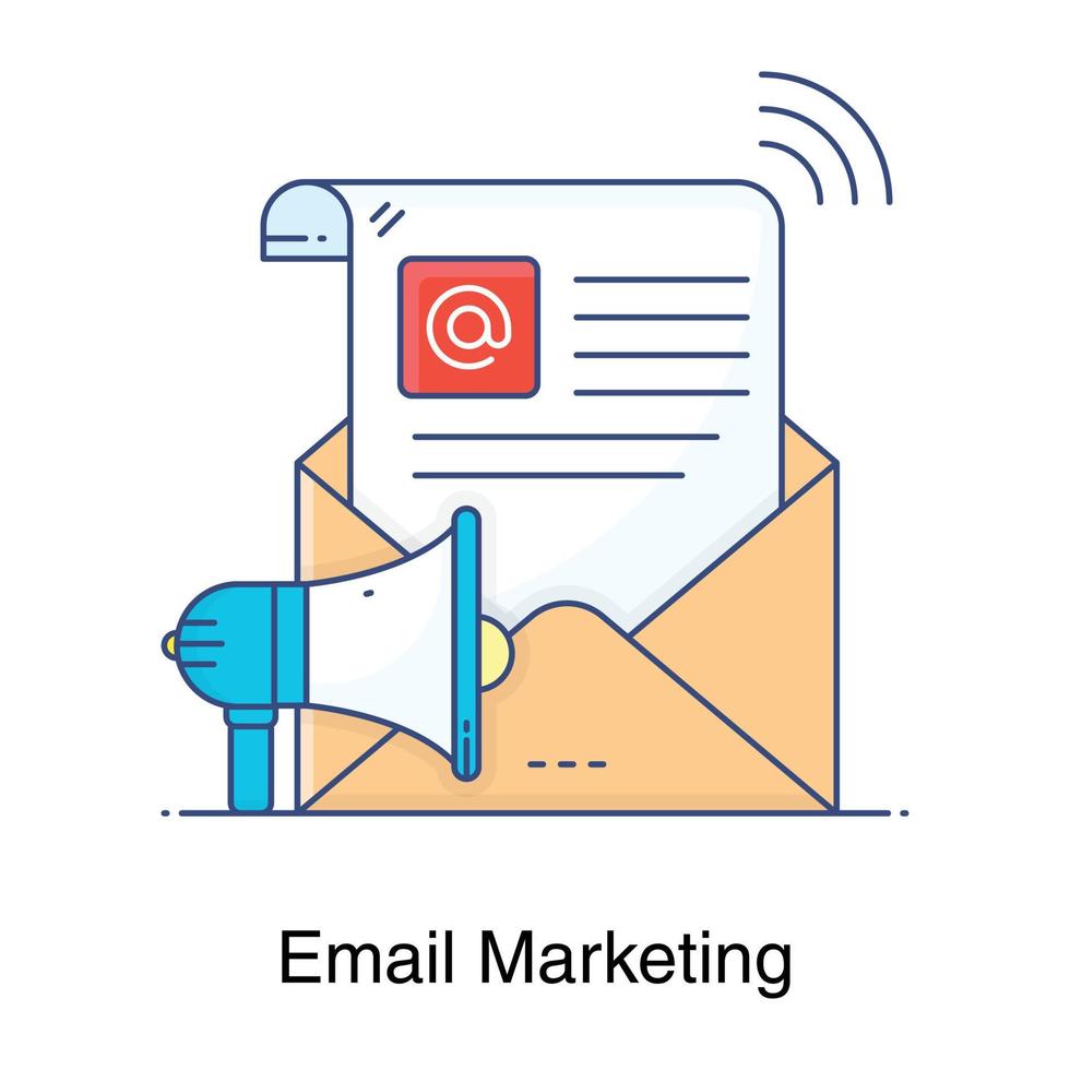Umschlag mit Megaphon, das E-Mail-Marketing-Symbol bezeichnet vektor