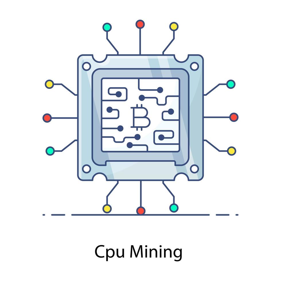 Symbol des CPU-Bergbaus in gefülltem Umrissvektor vektor