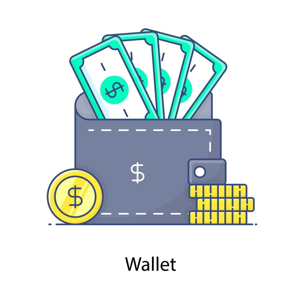 Geldbeutel-Symbol, editierbarer Vektor der Brieftasche