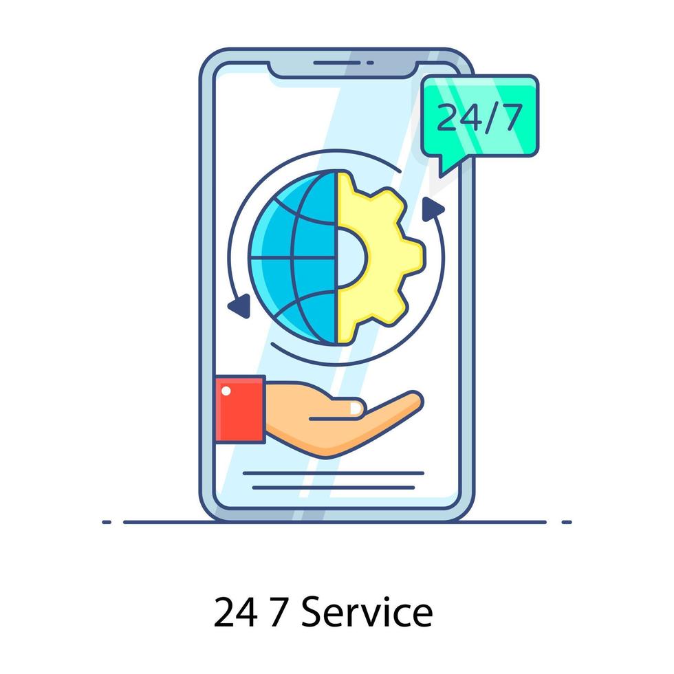 Kundensupport, flaches Umrisssymbol aus 24 7-Diensten vektor