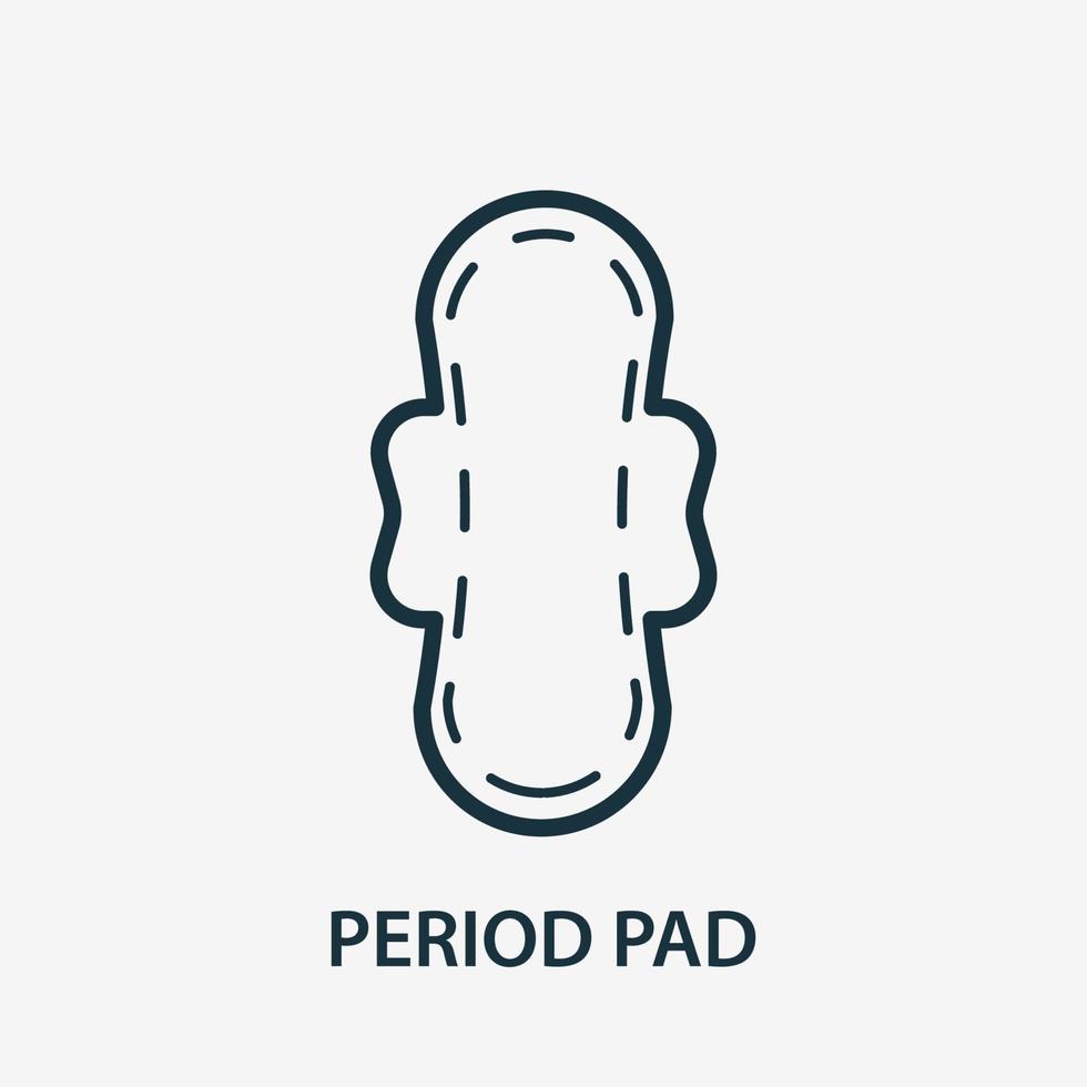 hygienisk period pad linje ikon. kvinna sanitetsbinda. feminina hygieniska dambindsprodukter för menstruation. menstruation pad liner ikon. vektor illustration.
