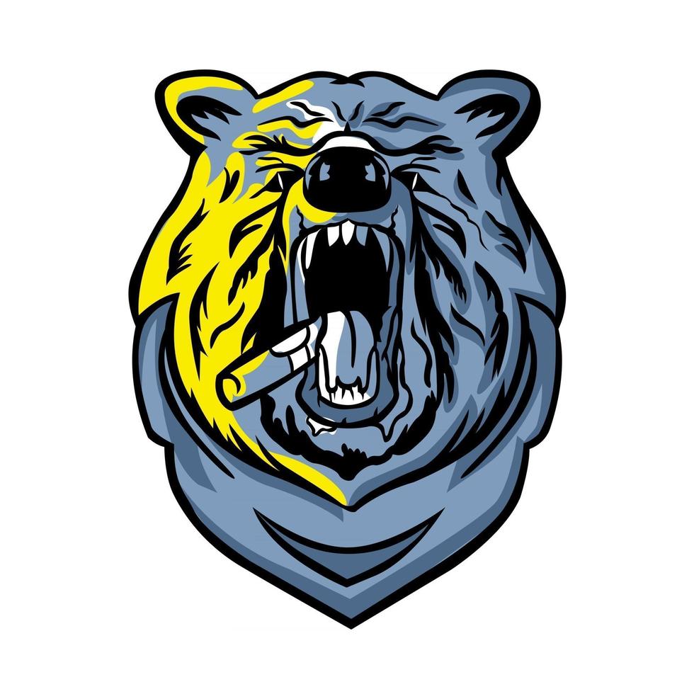 björnhuvudmaskot. design av björnlogotyp. björn sport logotyp. vektor gamla skolan stil badge logotyp mall