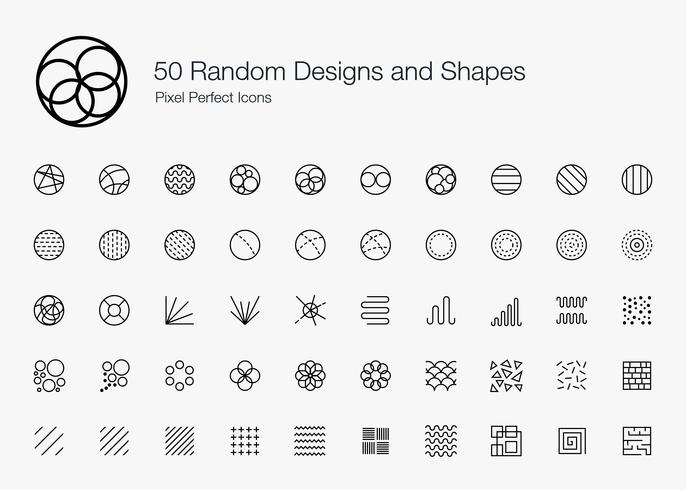 50 zufällige Designs und Formen Pixel Perfect Icons (Line Style). vektor