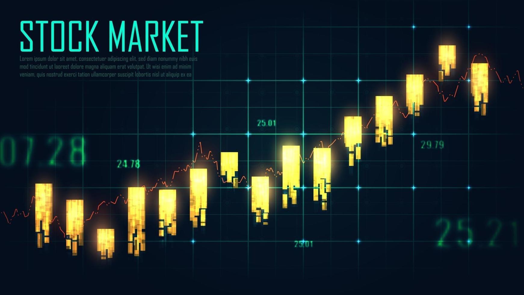 aktiemarknads- eller valutahandeldiagram i grafiskt koncept. vektor